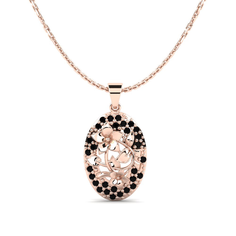 18k Oro Rosa Ónix Negro Colgante de Mujer Arecaceae