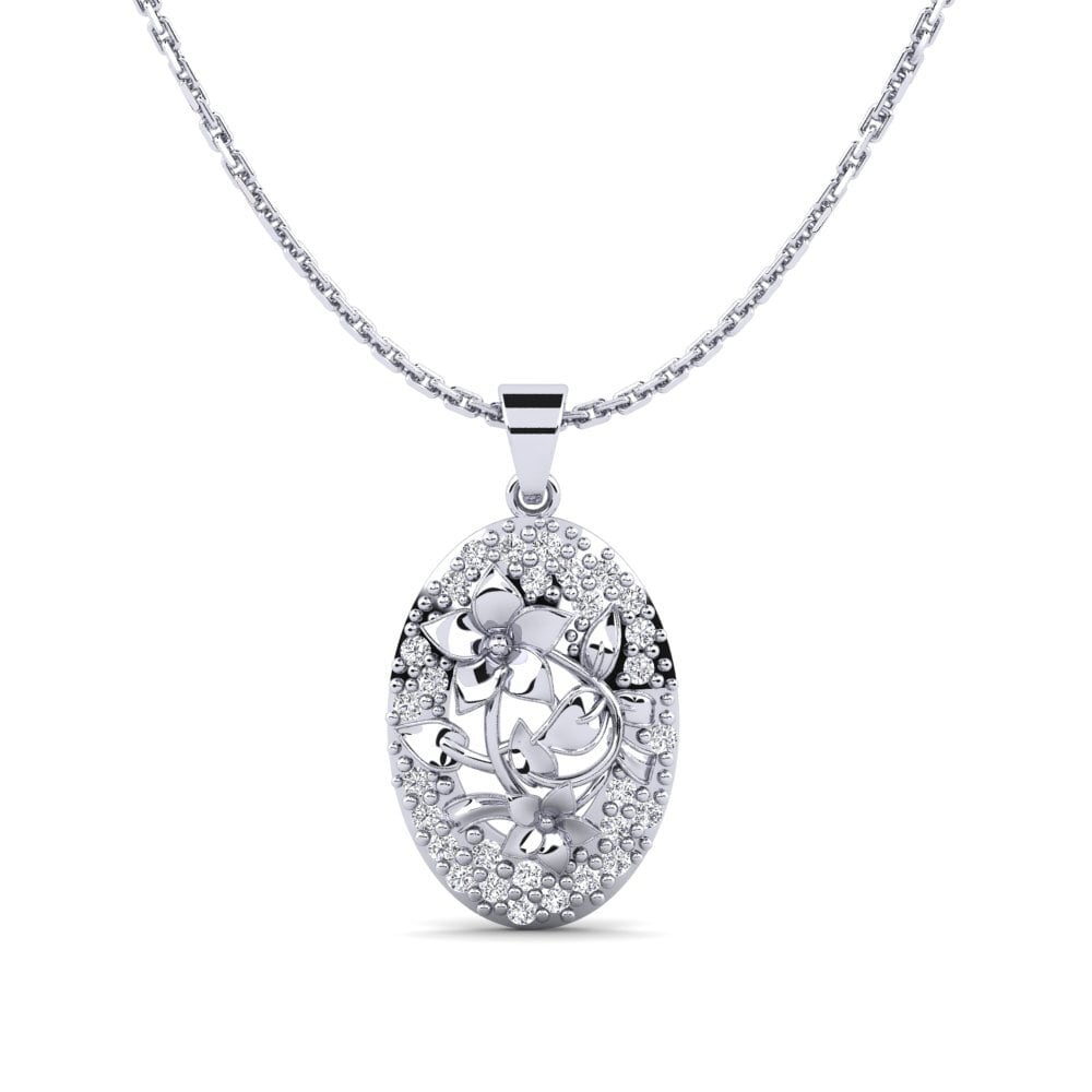 Plata 925 Diamante Colgante de Mujer Arecaceae