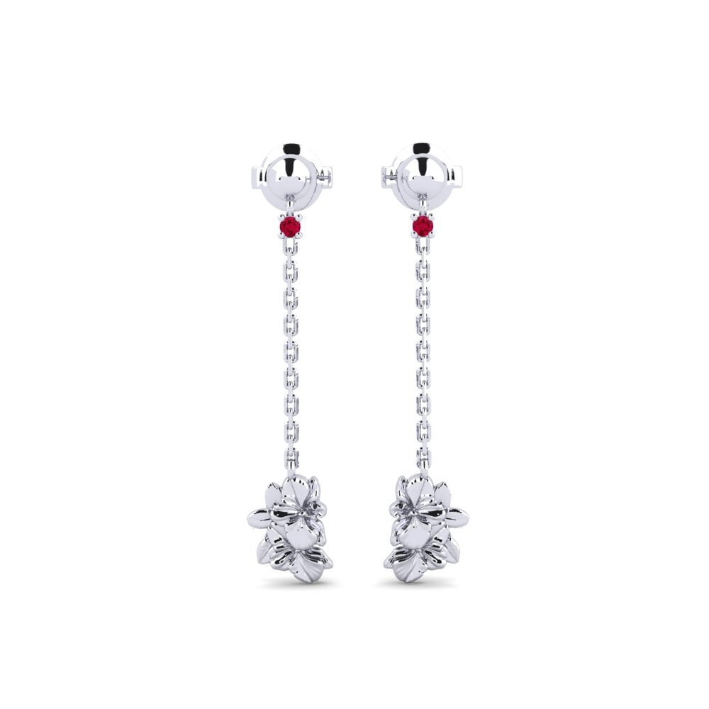 Vàng Trắng 14K Đá Ruby / Hồng Ngọc Bông tai nữ Beekman