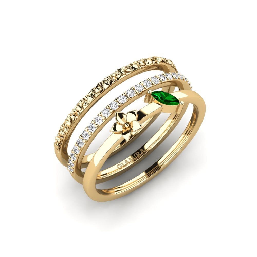 Marquise Grüner Zirkonia Ring Bleecker - SET