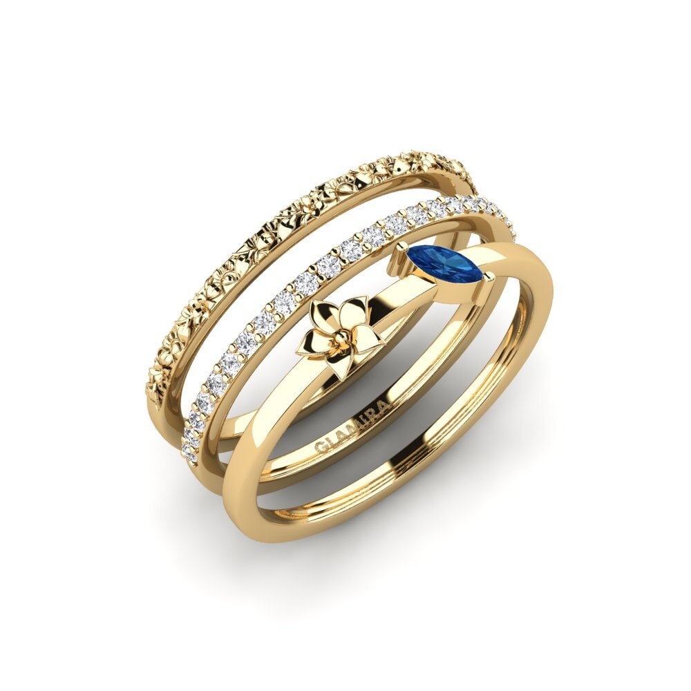 Marquise Dunkelblauer Zirkonia Ring Bleecker - SET