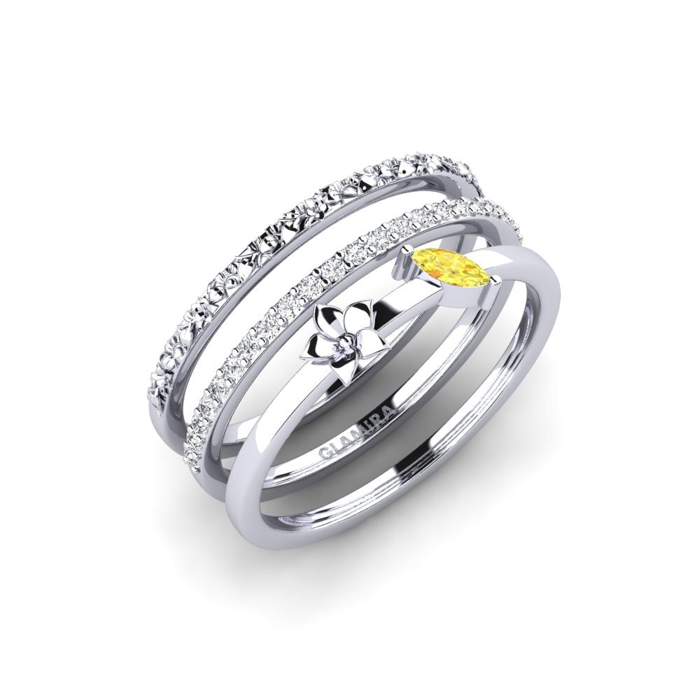 Vàng Trắng 14K Đá Sapphire Vàng Nhẫn Bleecker - SET