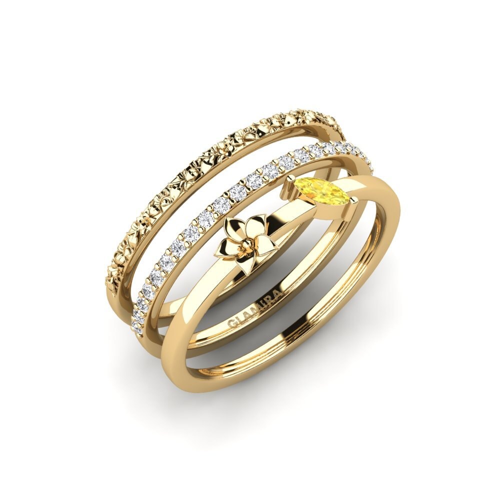 Marquise Gelber Saphir Ring Bleecker - SET
