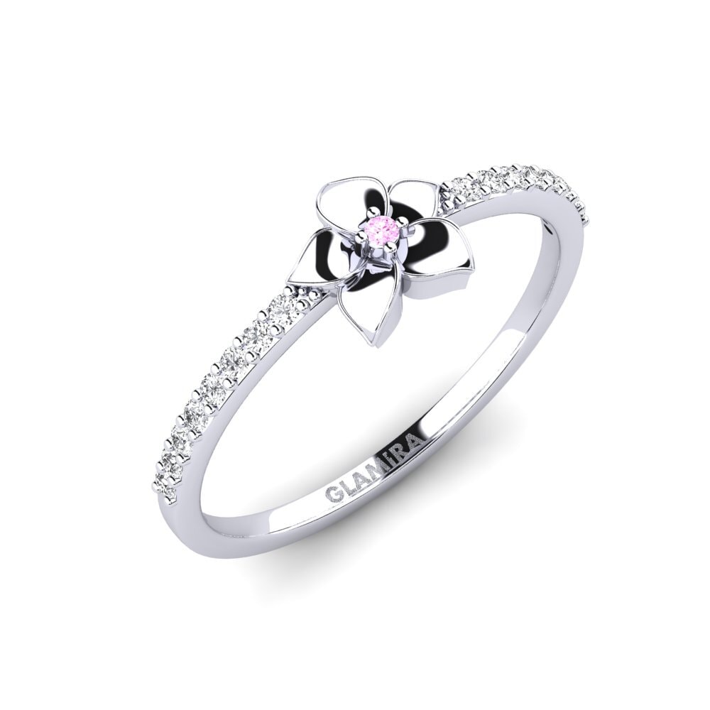 Vàng Trắng 14K Đá Sapphire Hồng Nhẫn Bloomony