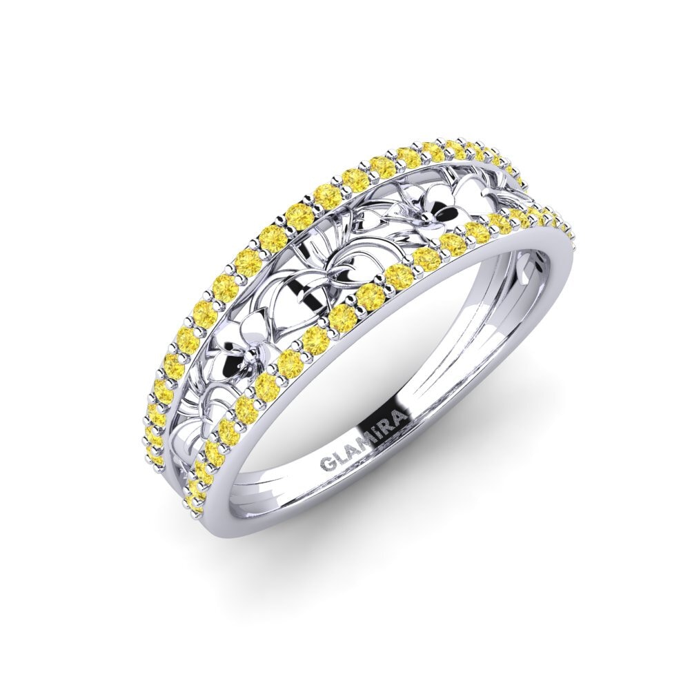 Vàng Trắng 14K Đá Sapphire Vàng Nhẫn Bowery