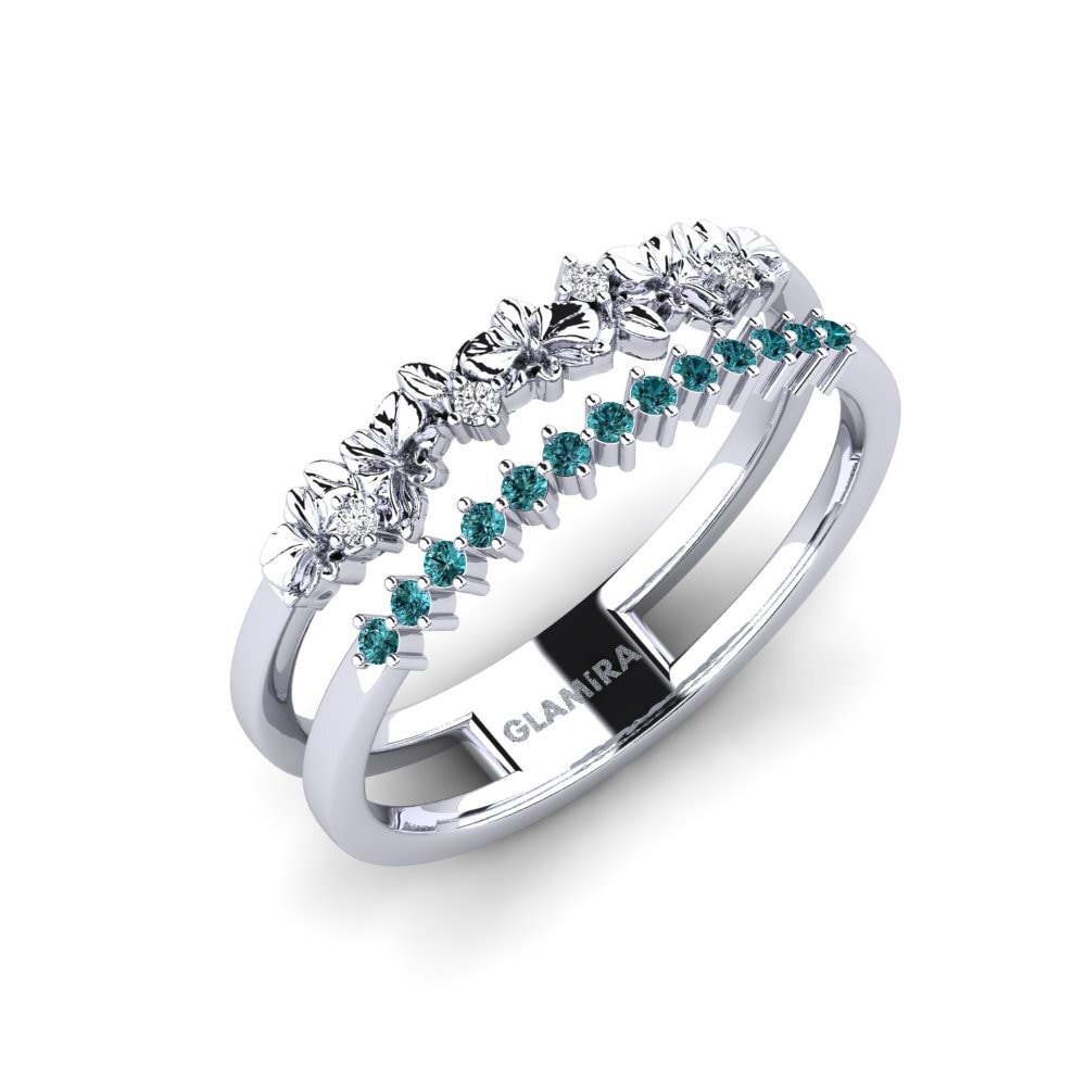 Platin trắng Kim Cương Xanh Dương Nhẫn Bromelle