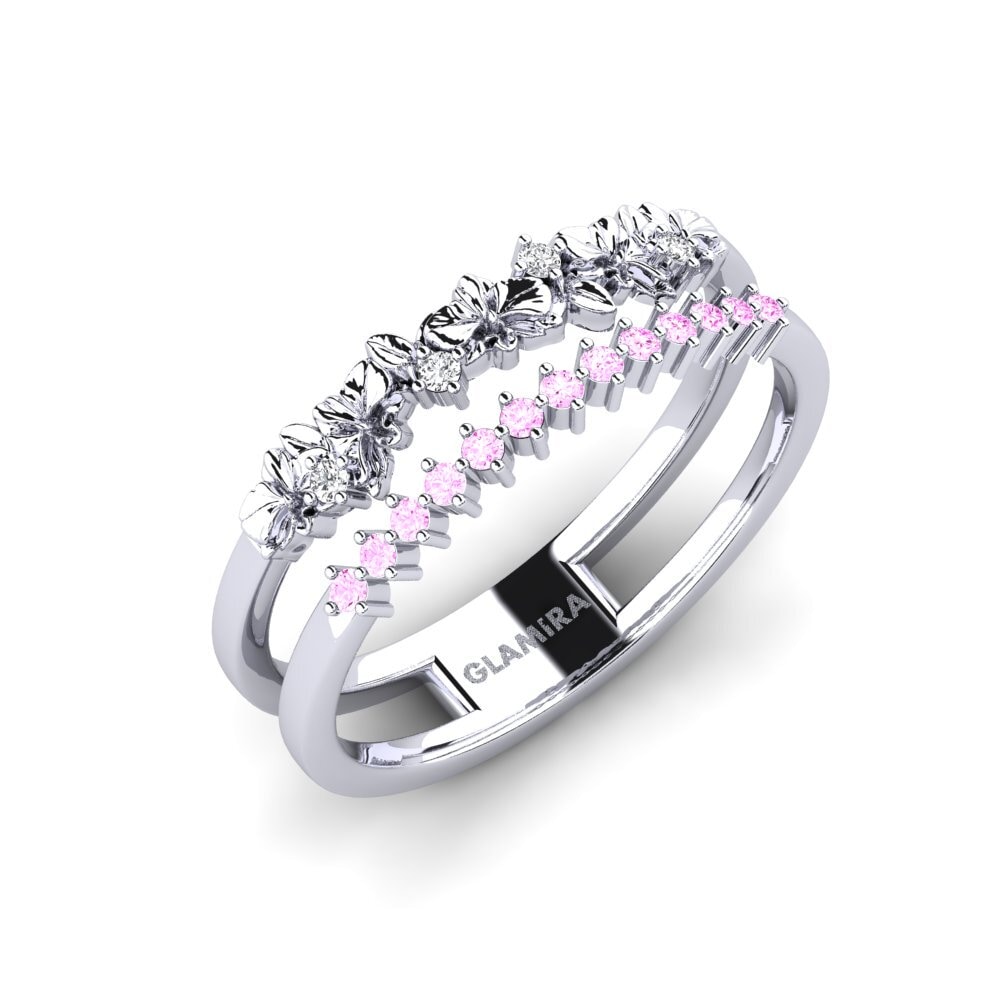 Vàng Trắng 14K Đá Sapphire Hồng Nhẫn Bromelle