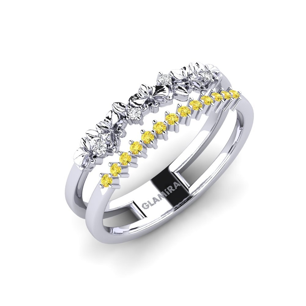 Vàng Trắng 14K Đá Sapphire Vàng Nhẫn Bromelle