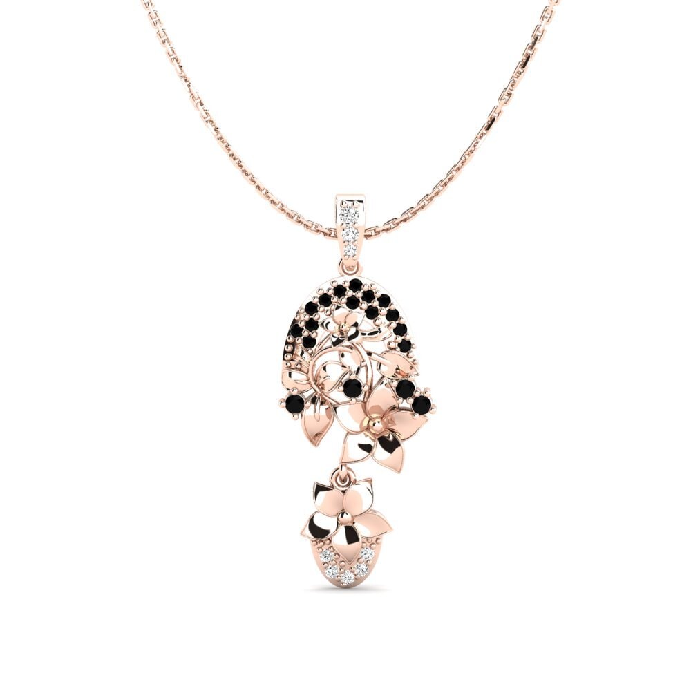 18k Oro Rosa Ónix Negro Colgante de Mujer Calen