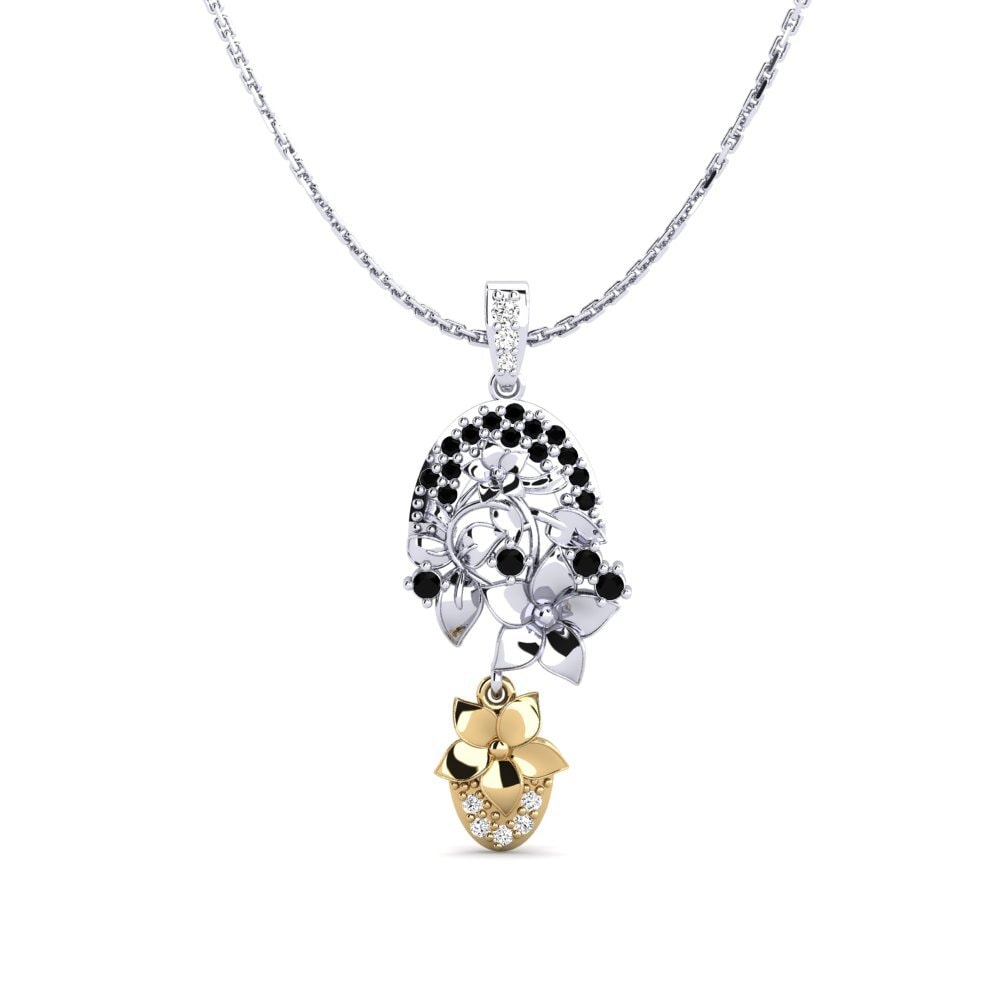 585 Weiß & Gelbgold Schwarzer Onyx Damen anhänger Calen