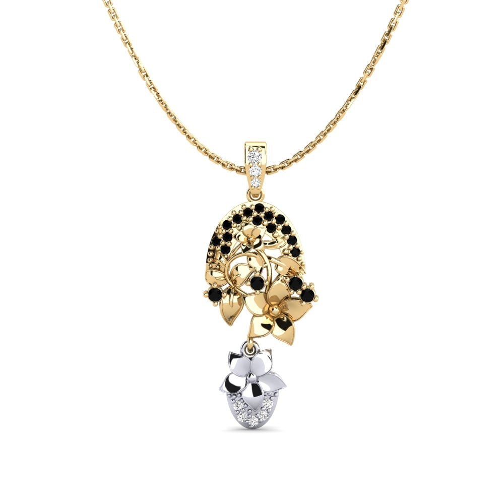 375 Gelb & Weißgold Schwarzer Onyx Damen anhänger Calen