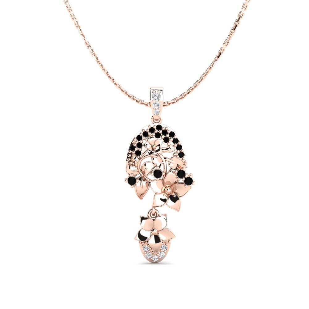 14k Oro Rosa Diamante Negro Colgante de Mujer Calen