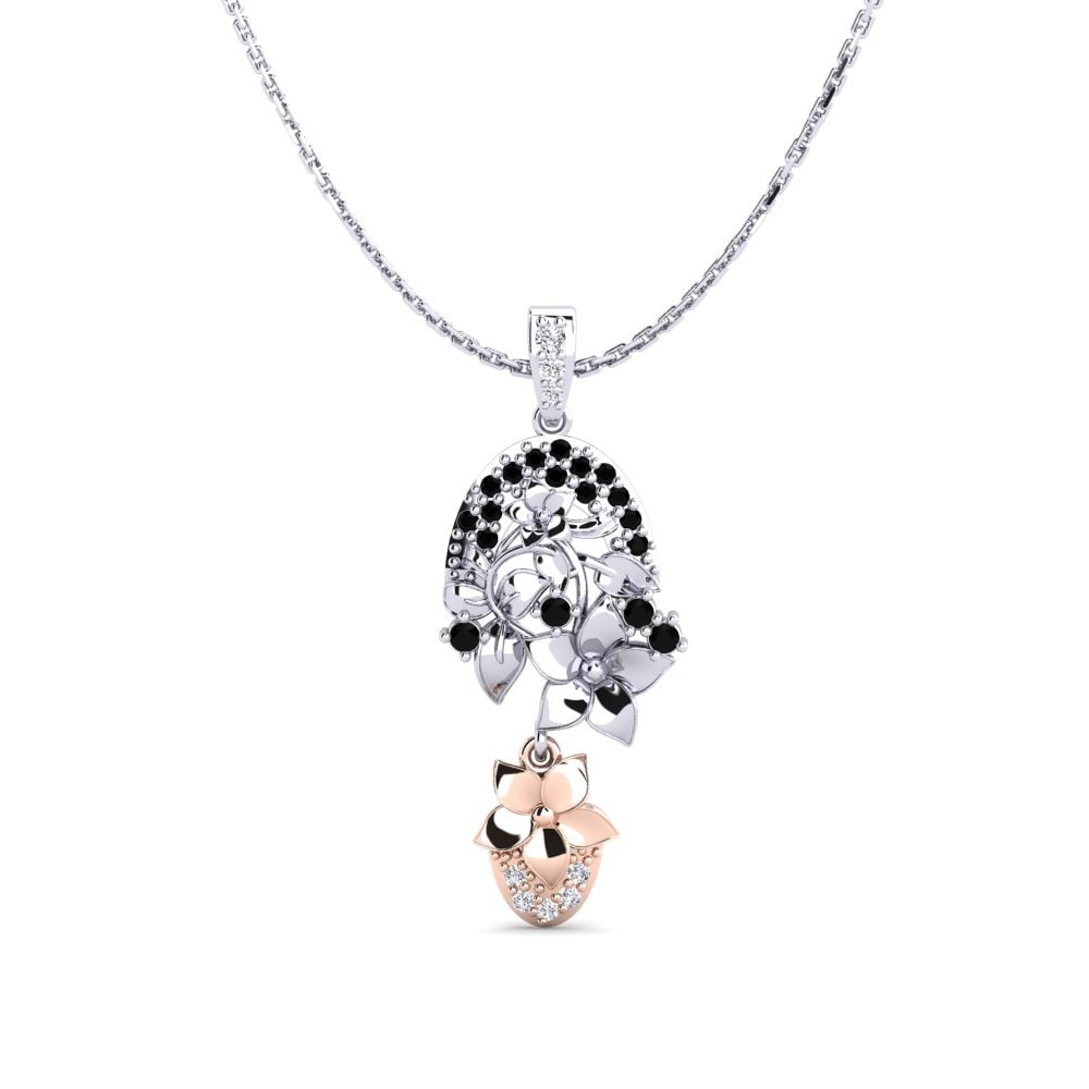 585 Weiß & Rotgold Schwarzer Diamant Damen anhänger Calen