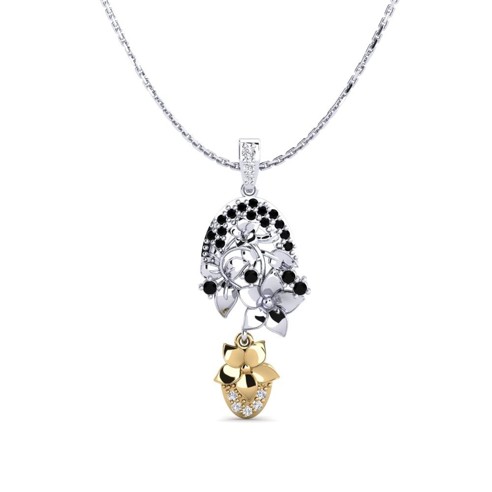 585 Weiß & Gelbgold Schwarzer Diamant Damen anhänger Calen