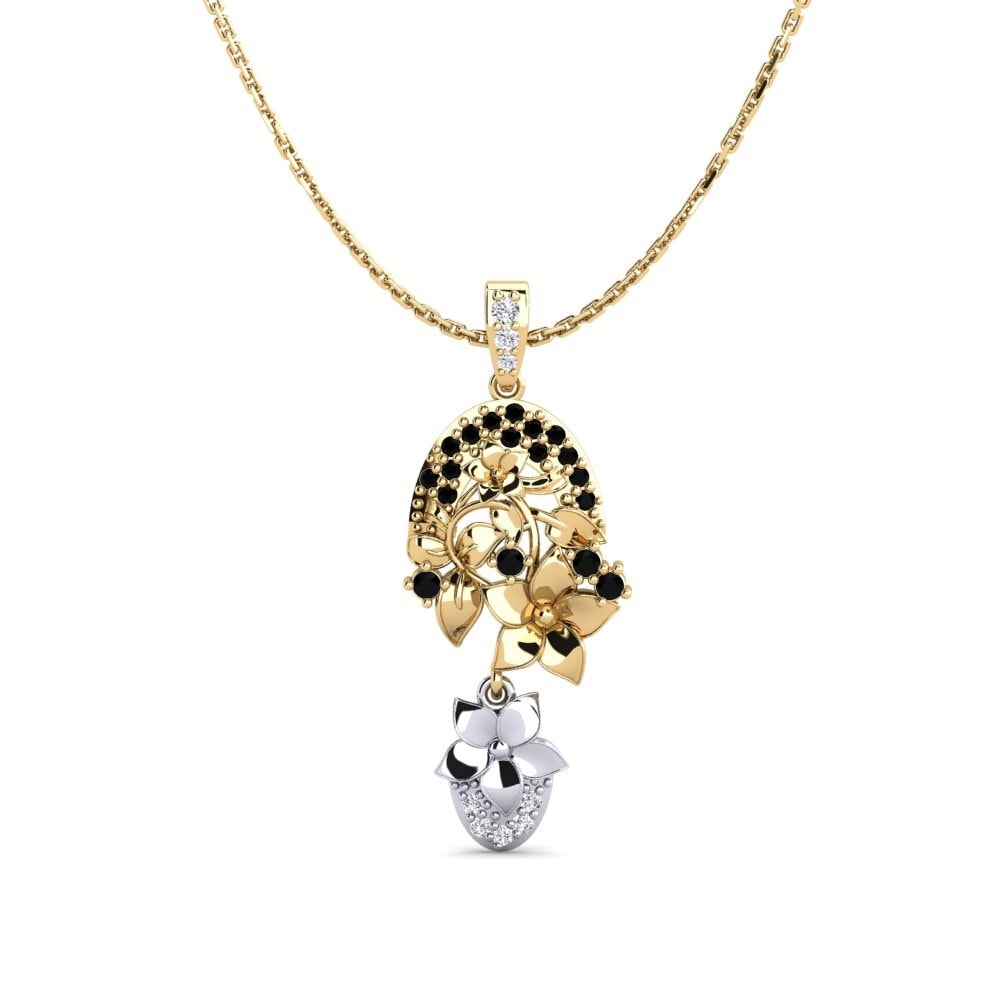 585 Gelb & Weißgold Schwarzer Diamant Damen anhänger Calen