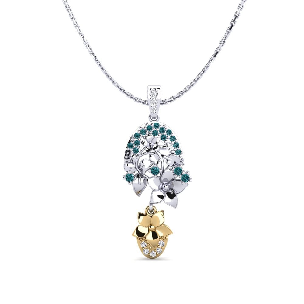 750 Weiß & Gelbgold Blauer Diamant Damen anhänger Calen