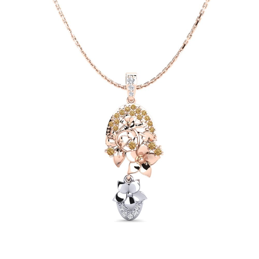 585 Rot & Weißgold Brauner Diamant Damen anhänger Calen