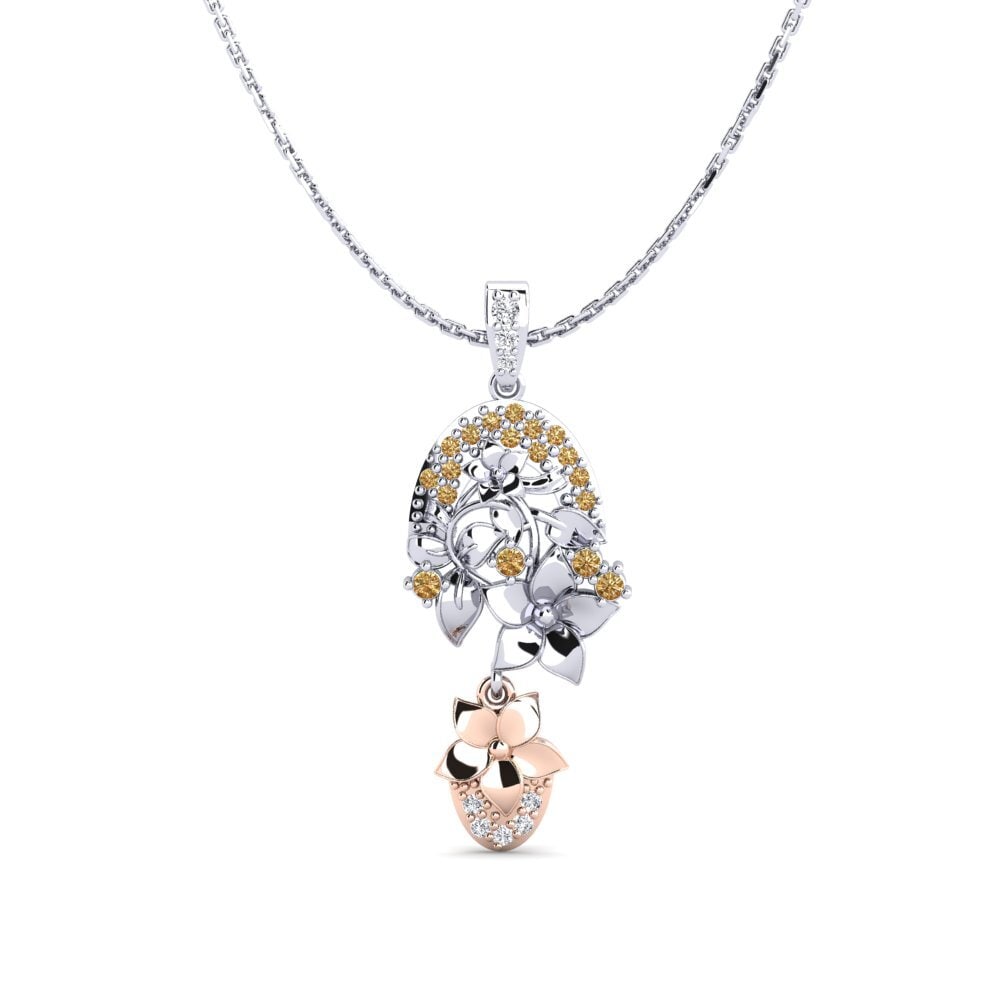 585 Weiß & Rotgold Brauner Diamant Damen anhänger Calen