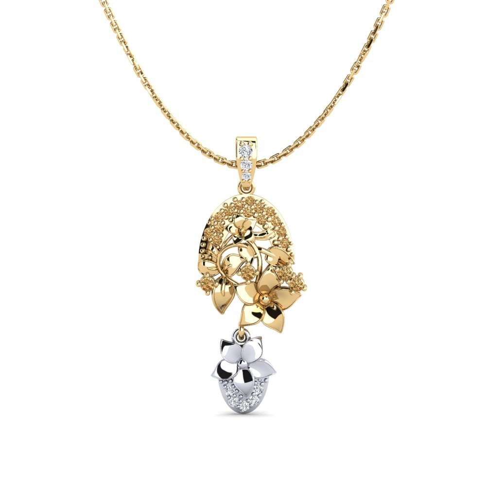 375 Gelb & Weißgold Brauner Diamant Damen anhänger Calen