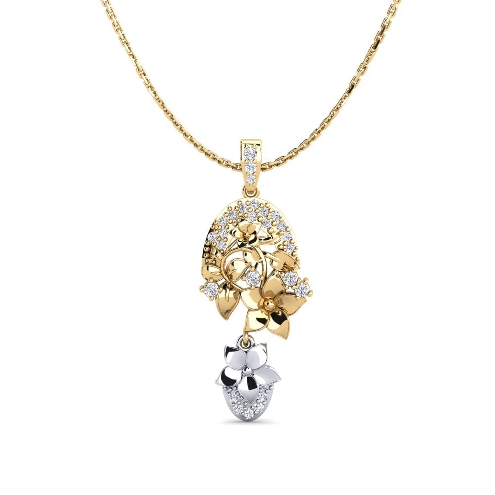 Vàng-Trắng 14K Kim Cương Mặt dây chuyền nữ Calen