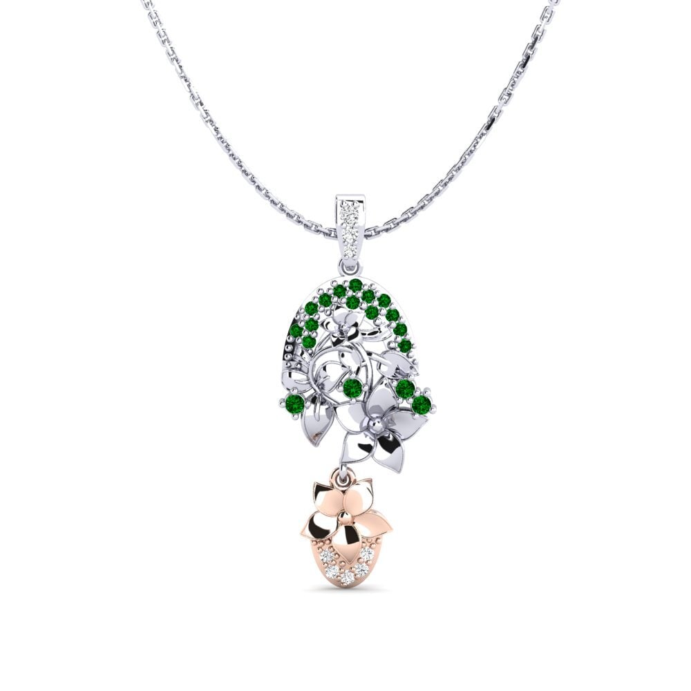 585 Weiß & Rotgold Grüner Zirkonia Damen anhänger Calen
