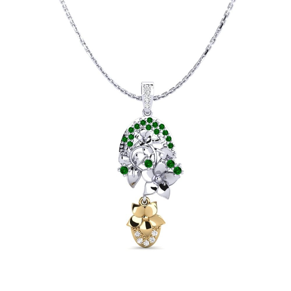 585 Weiß & Gelbgold Grüner Zirkonia Damen anhänger Calen
