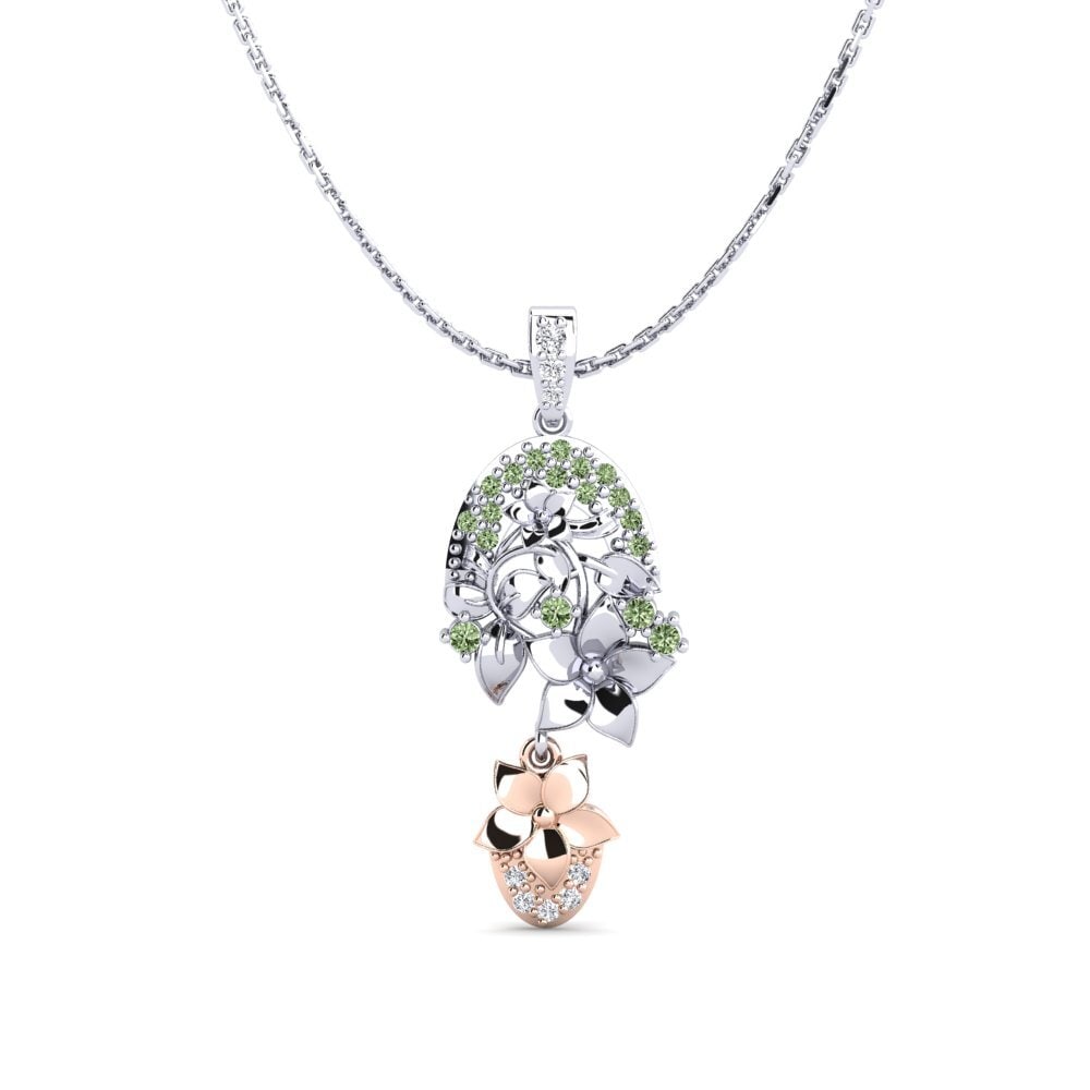 375 Weiß & Rotgold Grüner Diamant Damen anhänger Calen