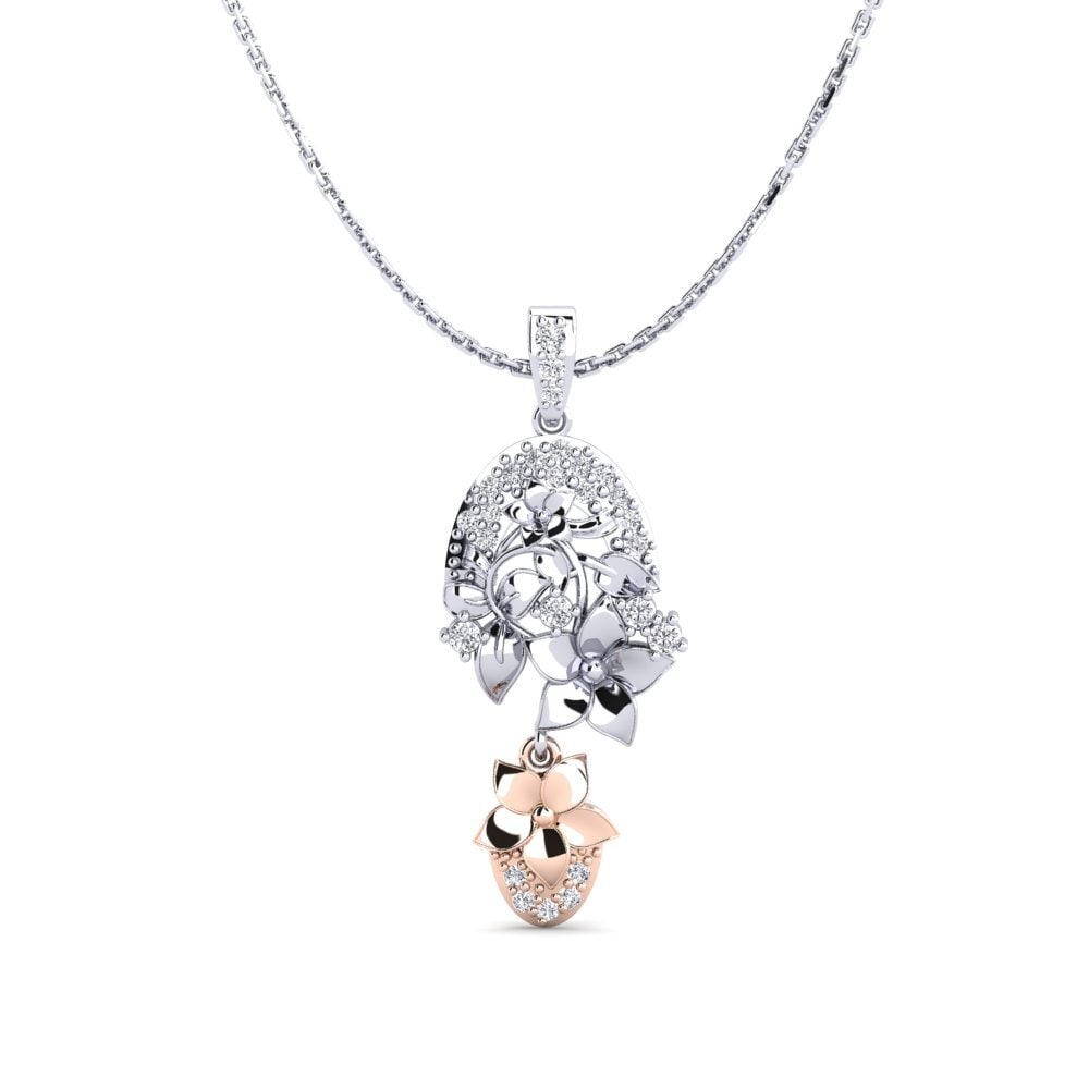 375 Weiß & Rotgold Labor-gezüchteter Diamant Damen anhänger Calen