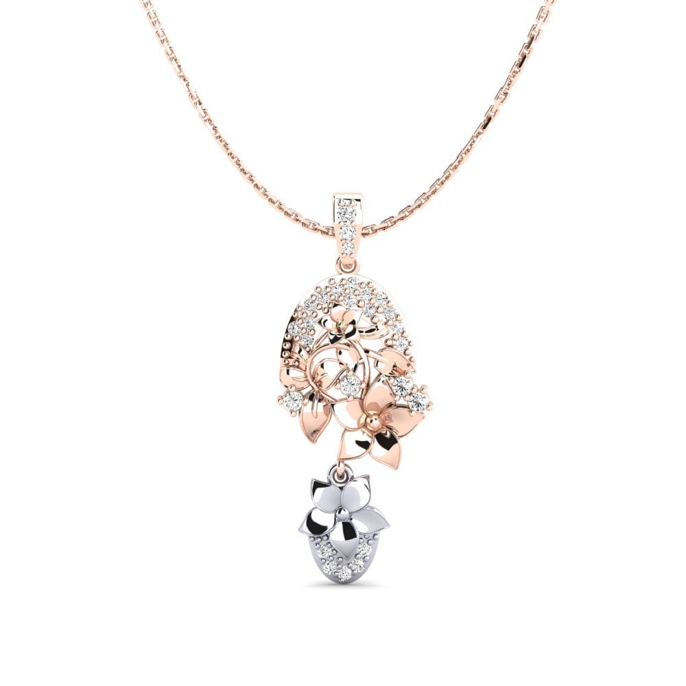 Vàng Trắng-Đỏ 9K Đá Moissanite Mặt dây chuyền nữ Calen