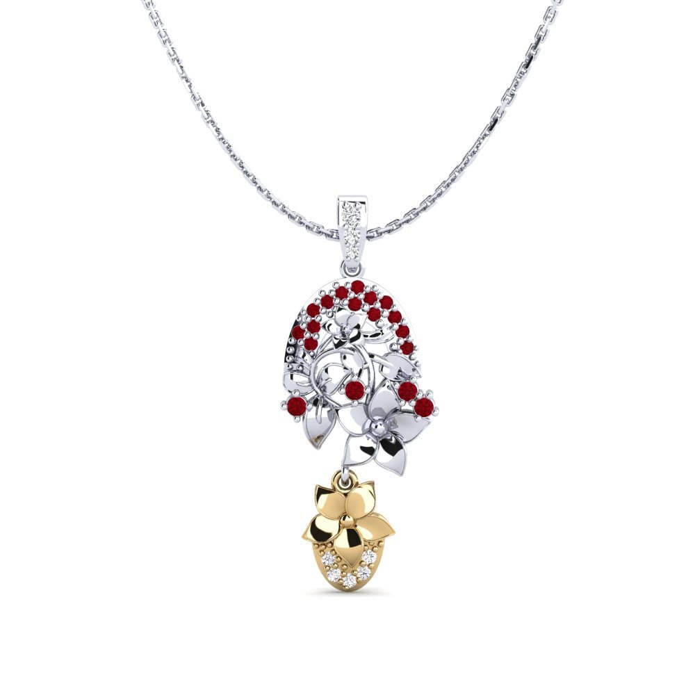 585 Weiß & Gelbgold Roter Zirkonia Damen anhänger Calen