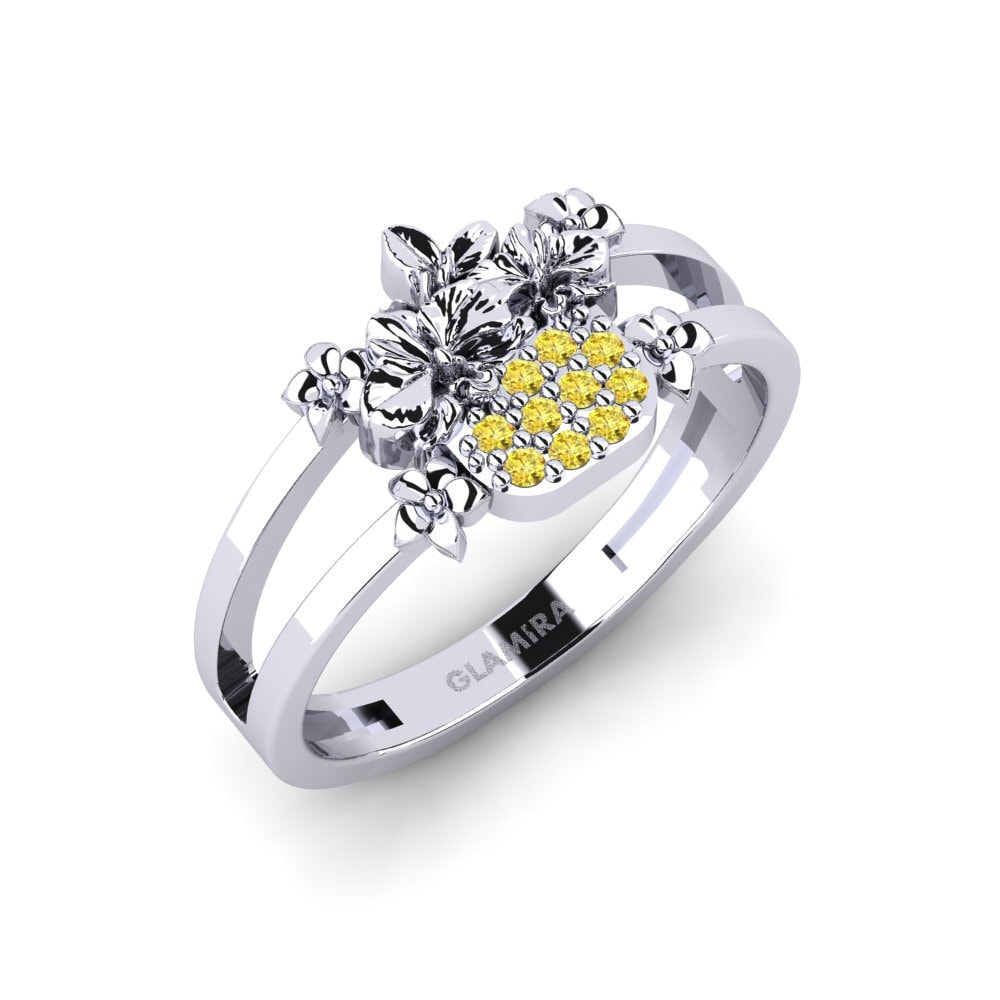 Vàng Trắng 14K Đá Sapphire Vàng Nhẫn Canal