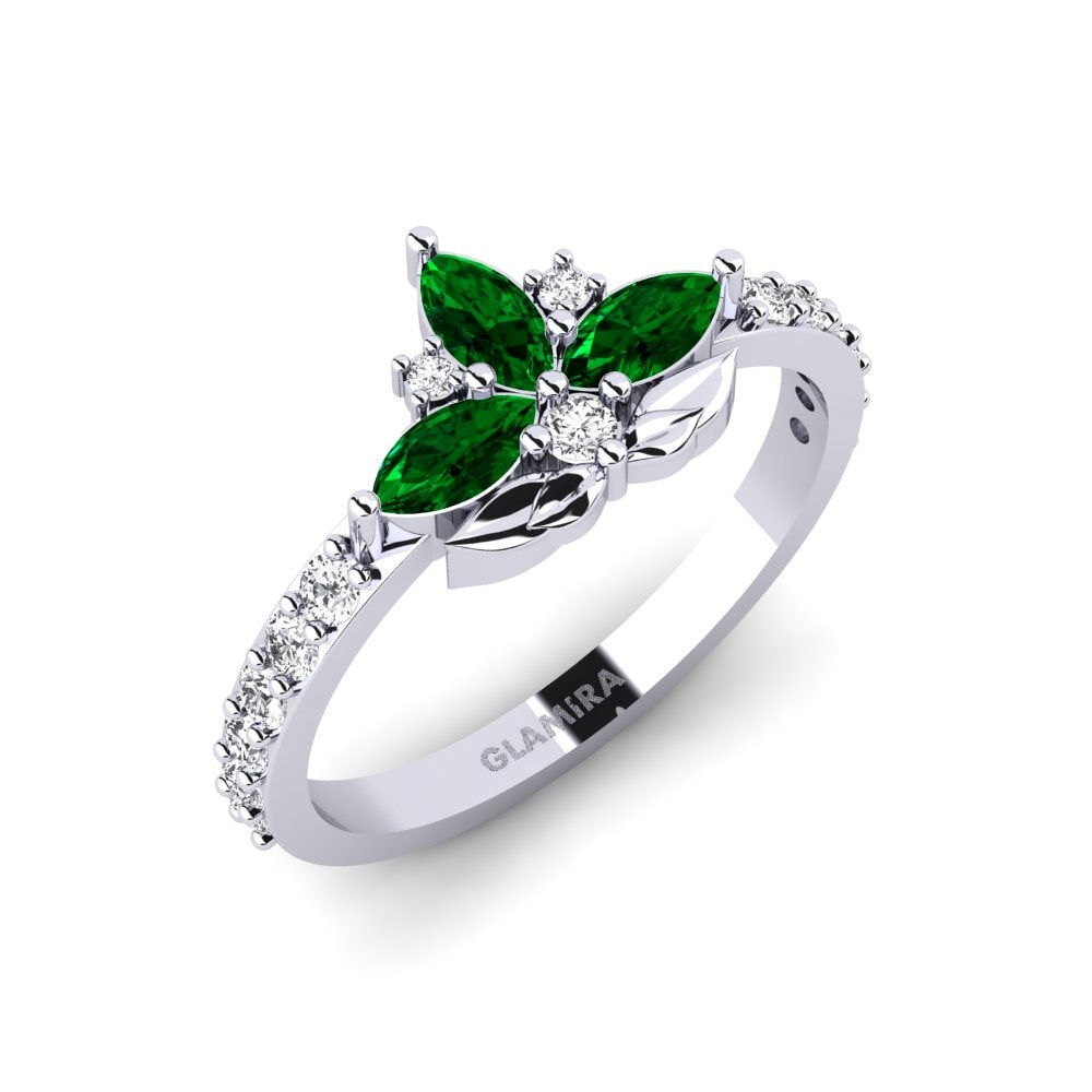 Platin trắng Đá Zirconia Xanh Nhẫn Cinzelado