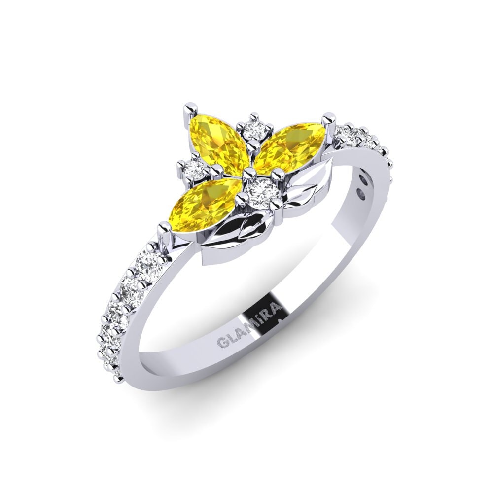 Vàng Trắng 14K Đá Sapphire Vàng Nhẫn Cinzelado