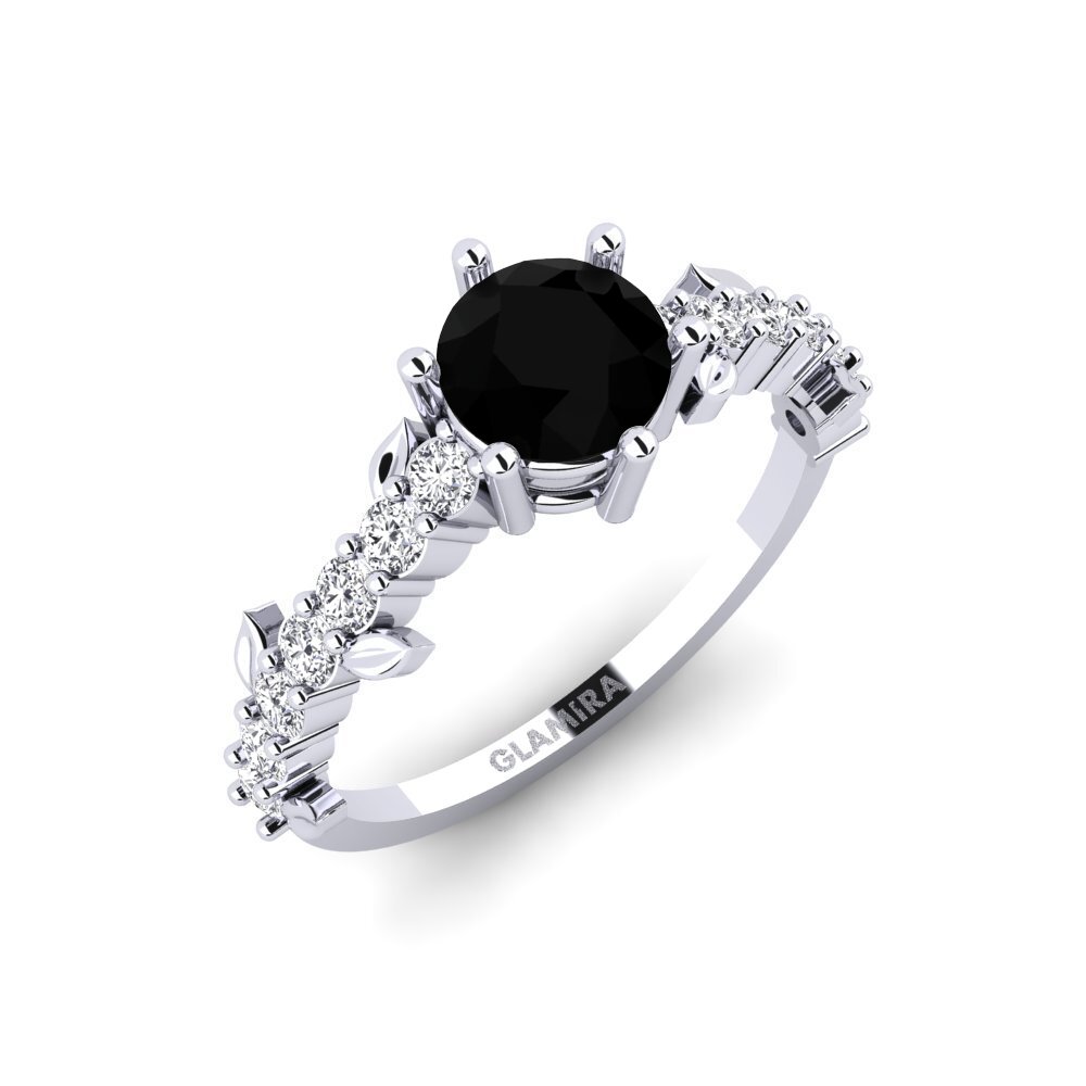 Vàng Trắng 14K Kim Cương Đen Nhẫn Efimero