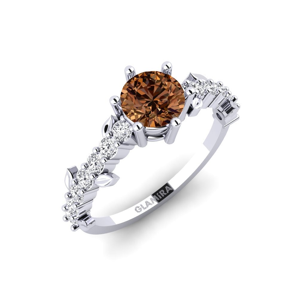 Vàng Trắng 14K Kim Cương Nâu Nhẫn Efimero