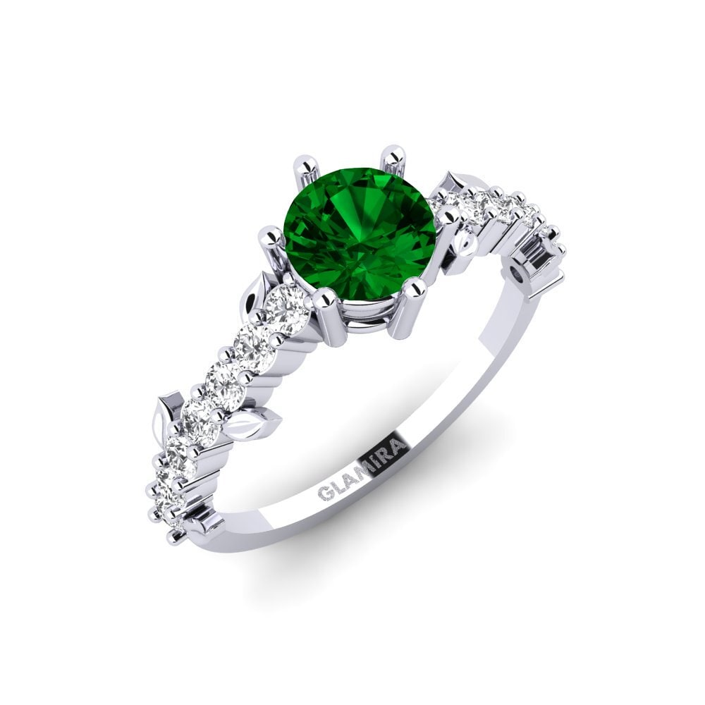 Platin trắng Đá Zirconia Xanh Nhẫn Efimero