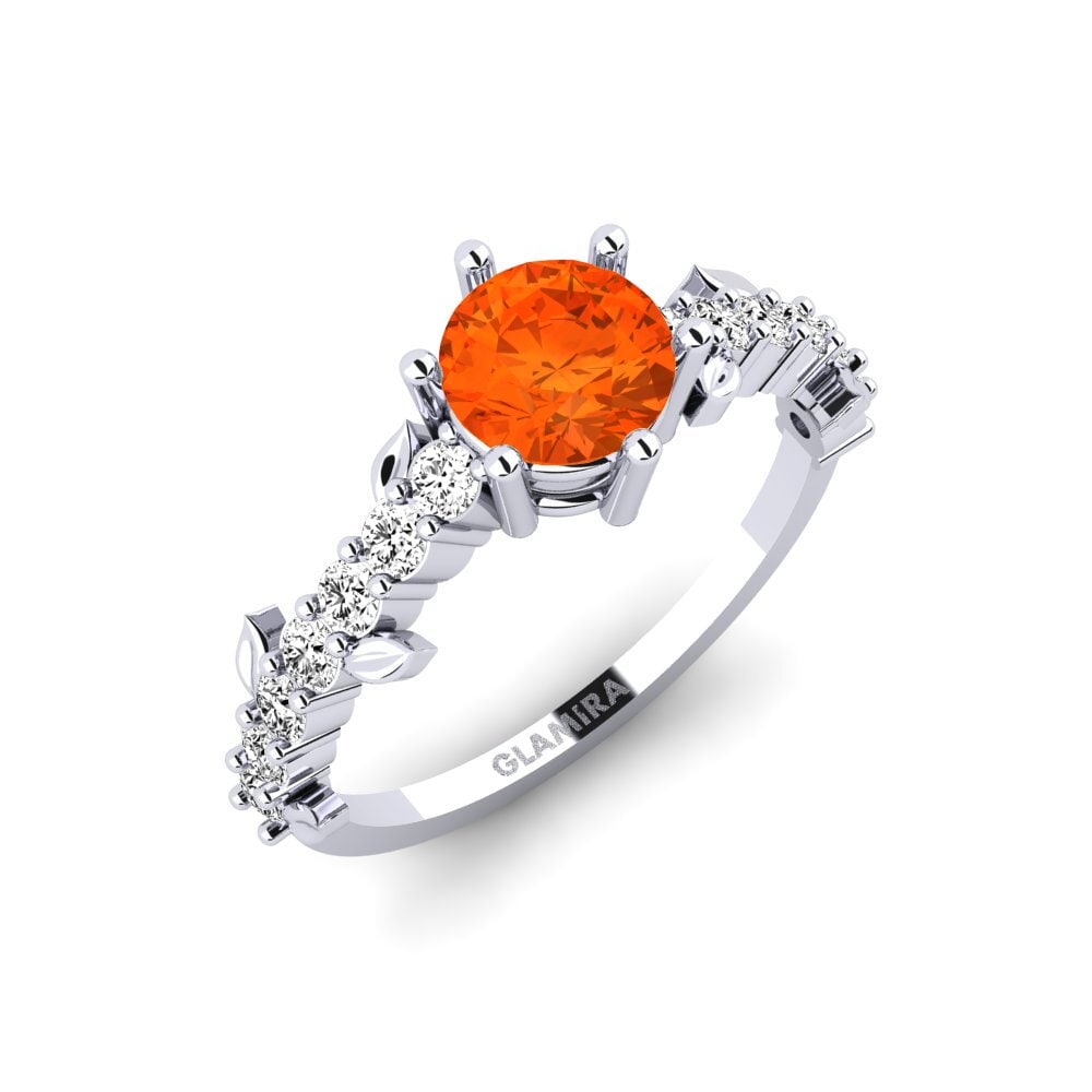 Vàng Trắng 14K Đá Opan Lửa Nhẫn Efimero