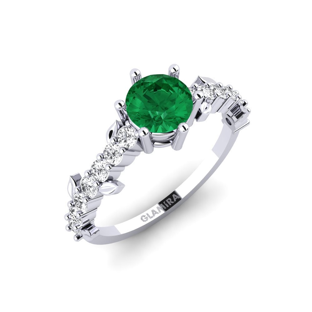 Vàng Trắng 14K Đá Emerald (Đá nhân tạo) Nhẫn Efimero