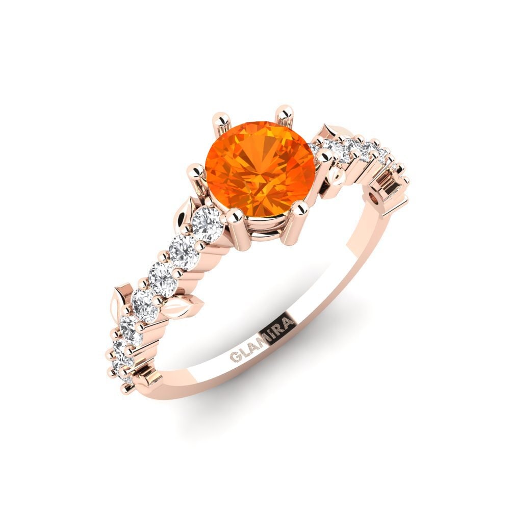 Rotgold 585 Orangefarbener Saphir Ring Efimero