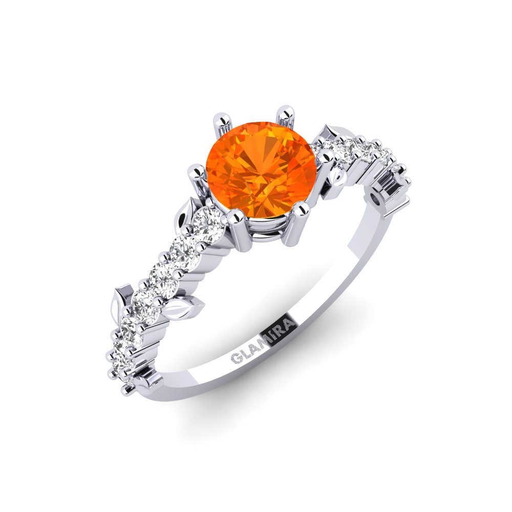 Weißgold 585 Orangefarbener Saphir Ring Efimero