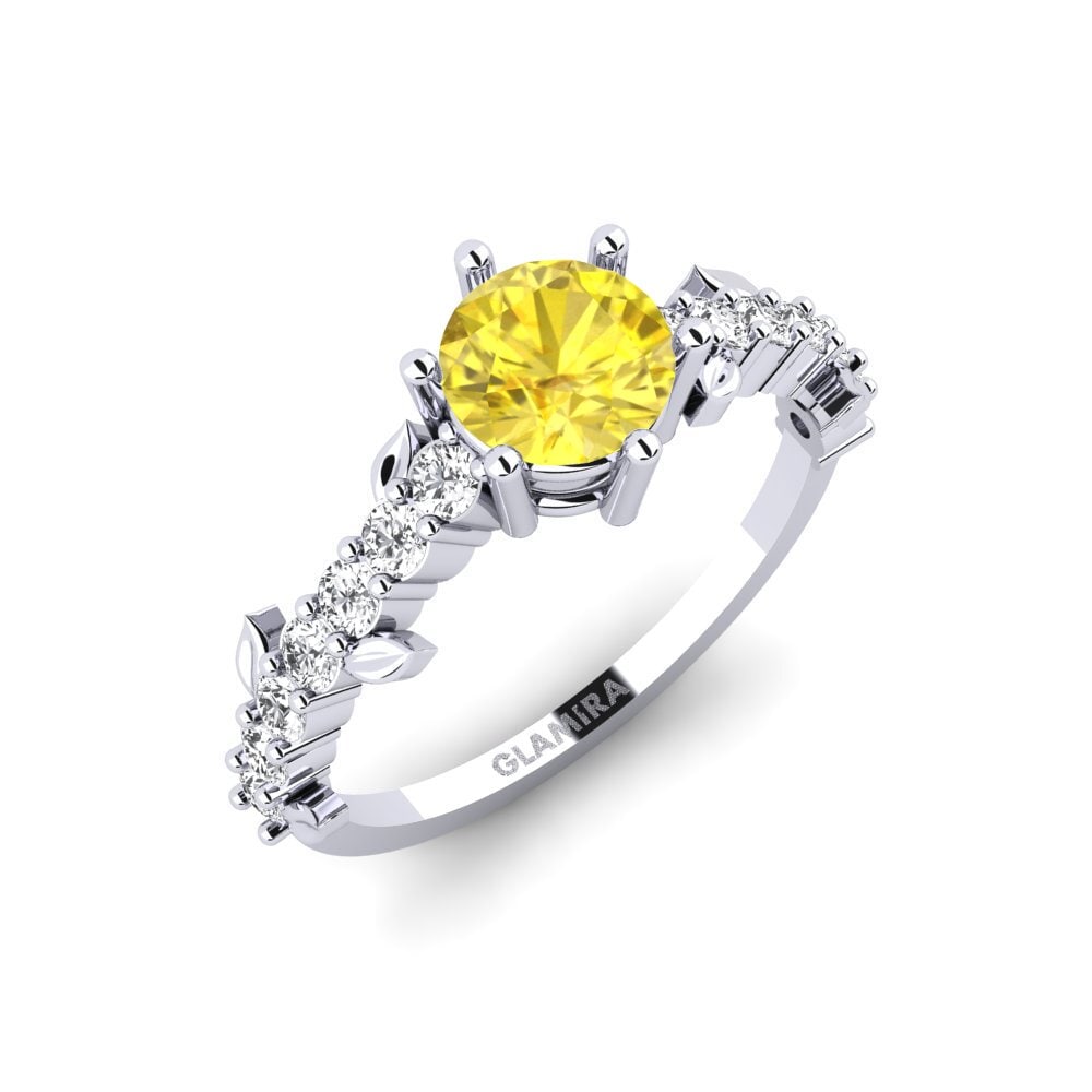 Vàng Trắng 14K Đá Sapphire Vàng Nhẫn Efimero