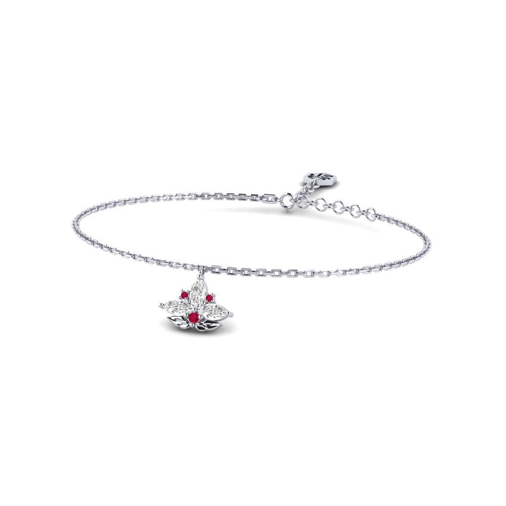 Vàng Trắng 14K Đá Ruby / Hồng Ngọc Vòng tay nữ Elevata
