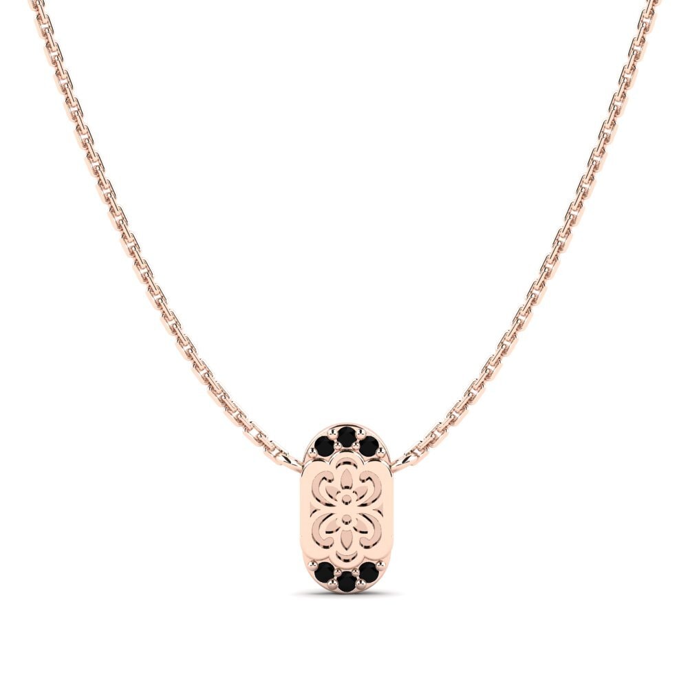 18k Oro Rosa Ónix Negro Collar de Mujer Enuwan