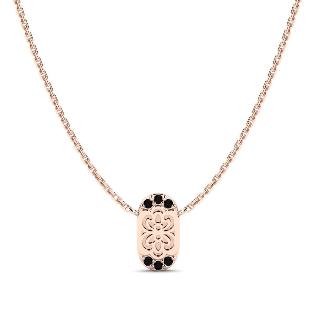 9k Oro Rosa Zafiro negro Collar de Mujer Enuwan