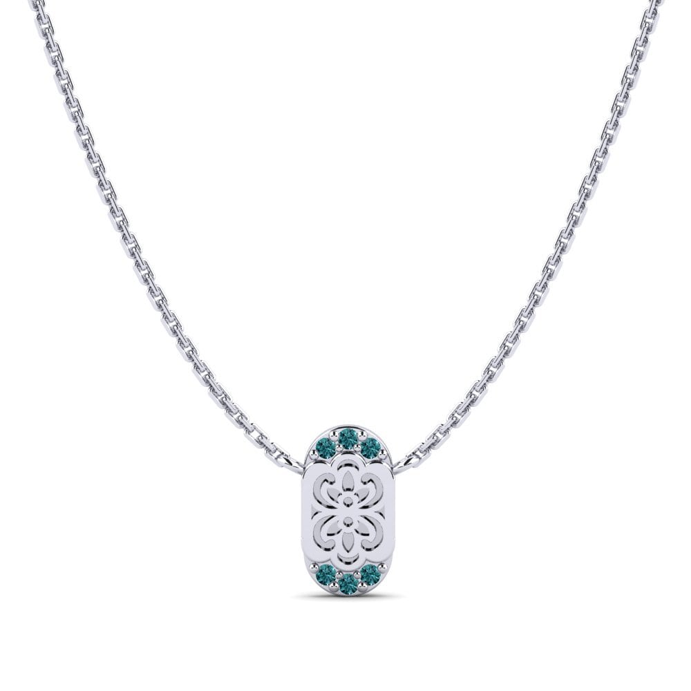 Plata 925 Diamante Azul Collar de Mujer Enuwan