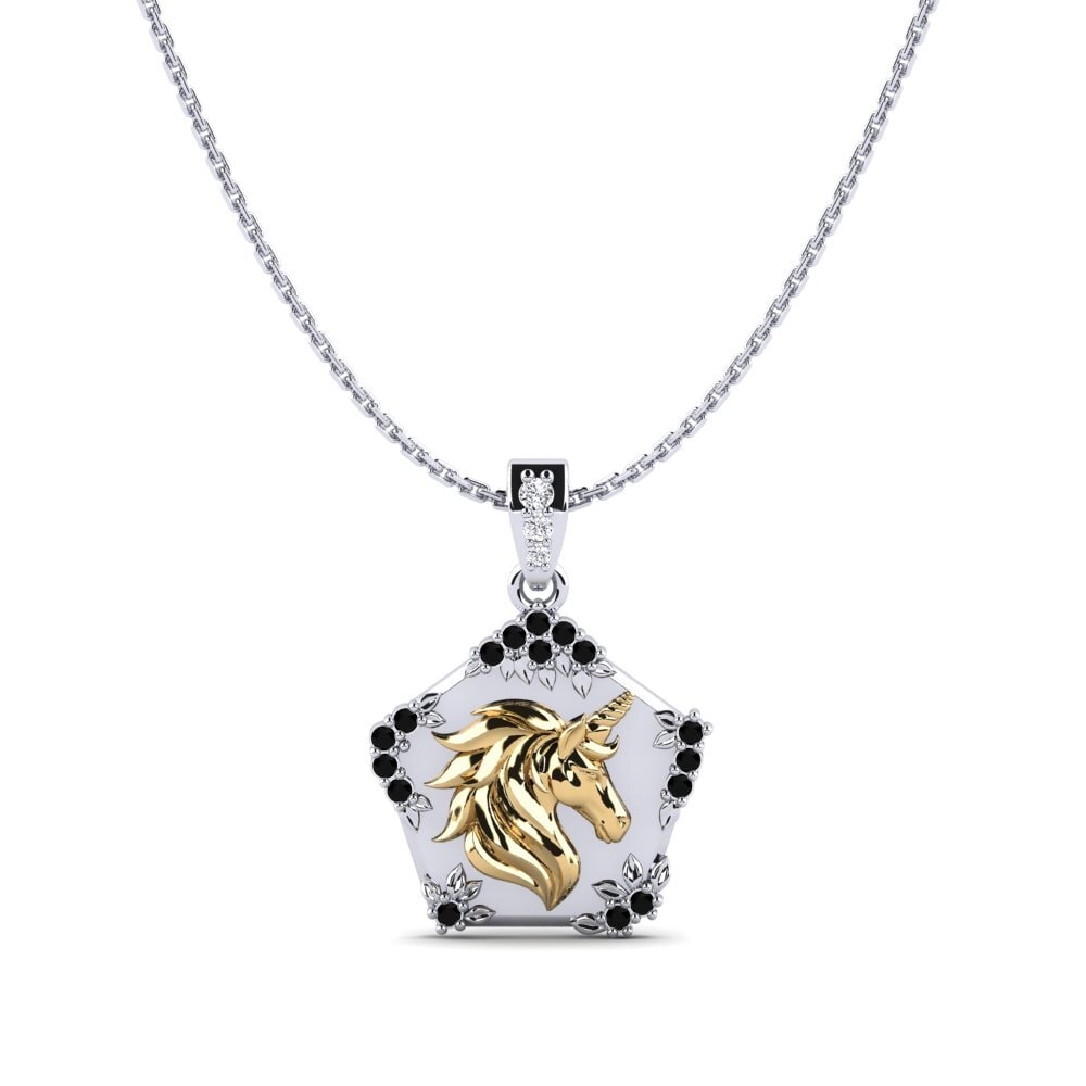585 Weiß & Gelbgold Schwarzer Diamant Damen anhänger Exiguo