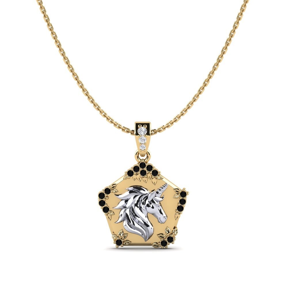 585 Gelb & Weißgold Schwarzer Diamant Damen anhänger Exiguo
