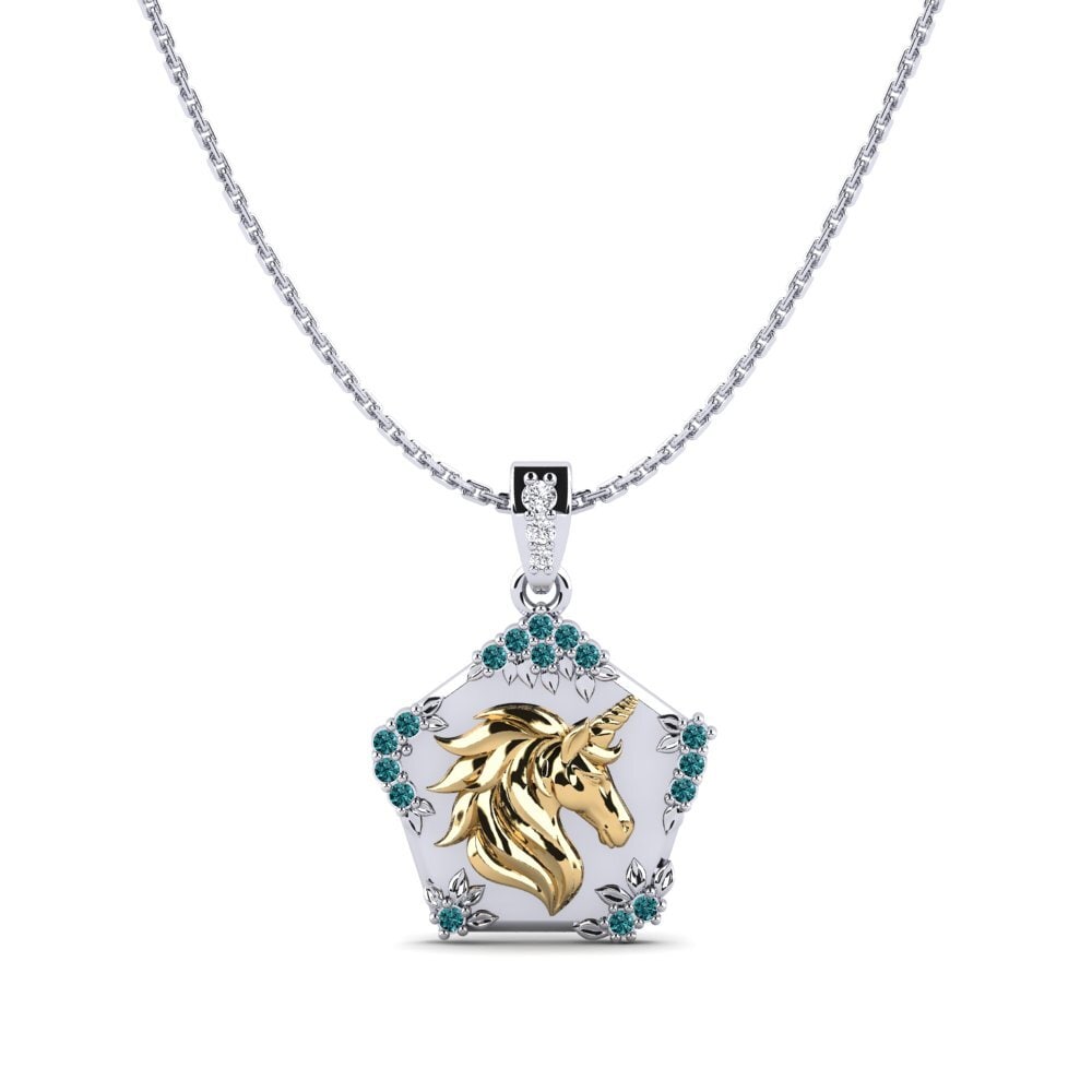750 Weiß & Gelbgold Blauer Diamant Damen anhänger Exiguo