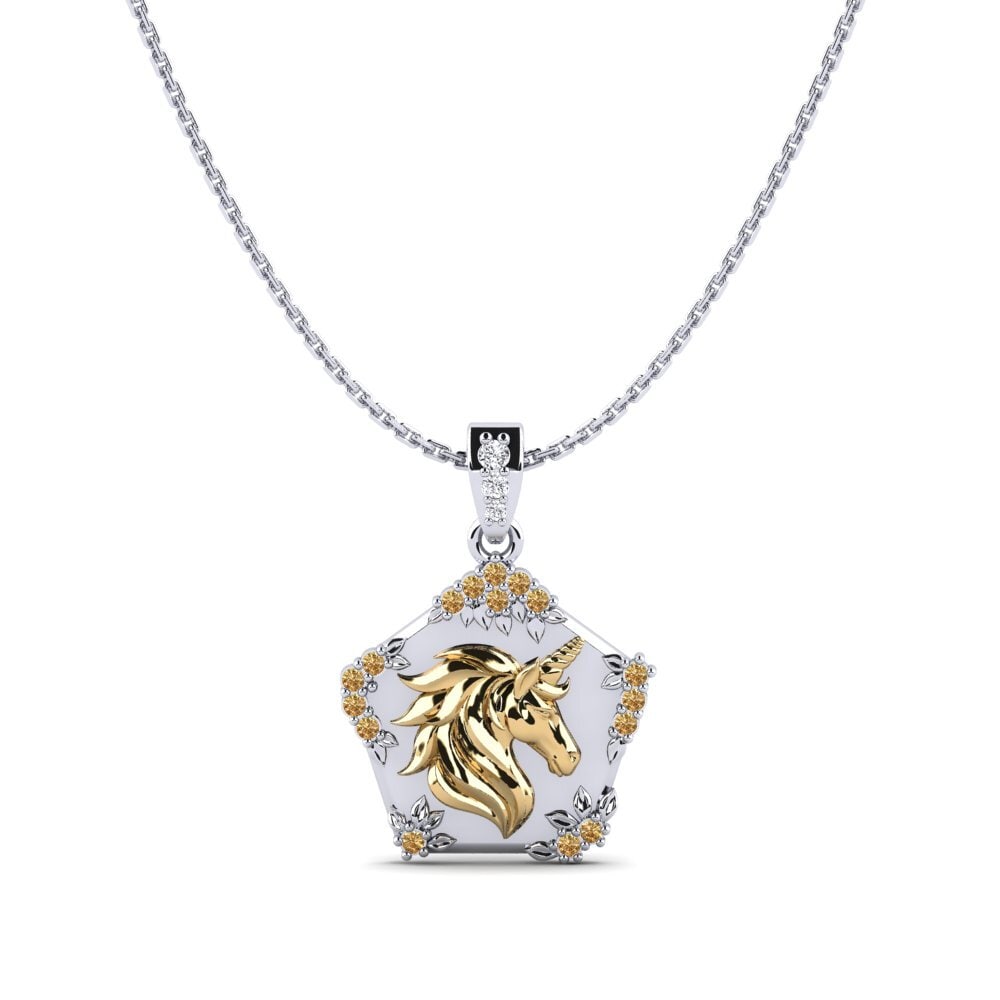 585 Weiß & Gelbgold Brauner Diamant Damen anhänger Exiguo
