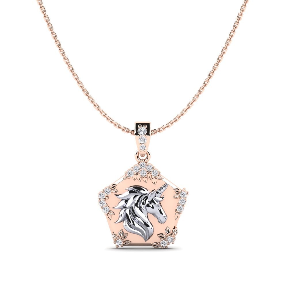 Vàng Trắng-Đỏ 14K Kim Cương Mặt dây chuyền nữ Exiguo